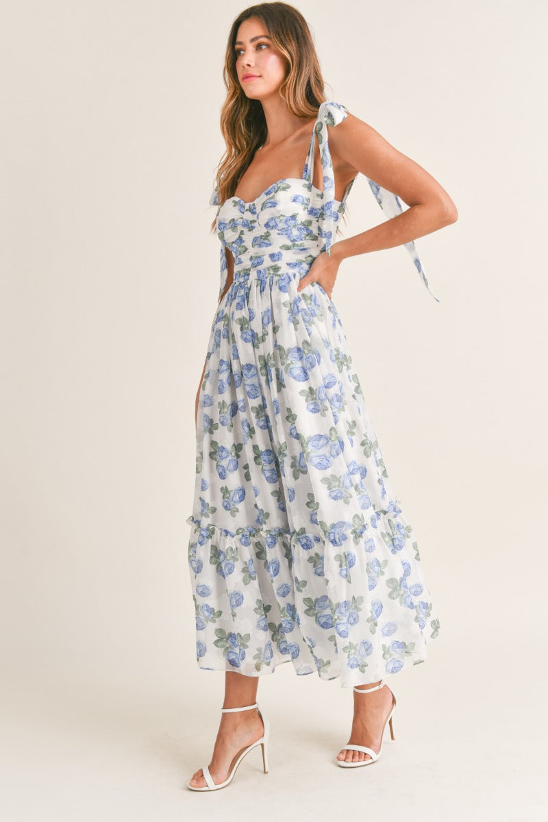 Kasey Ruched Floral Tiered Midi Dress CAYLO Kasey Ruched Floral Tiered Midi Dress CAYLO