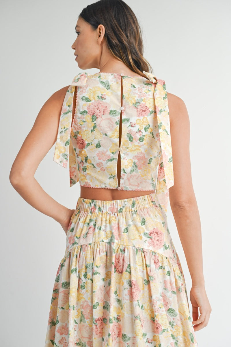 Hallie Bow Tie Floral Top