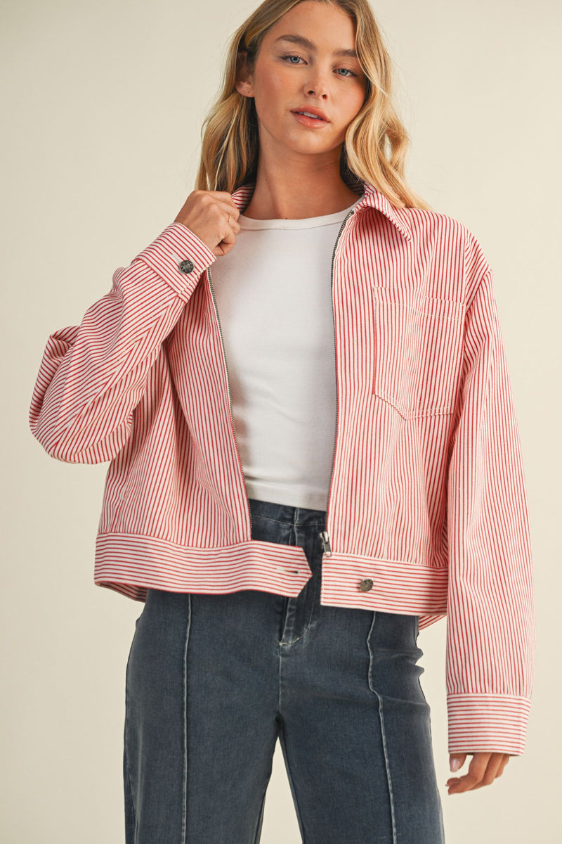 Lizzie Cotton Pin Stripe Jacket