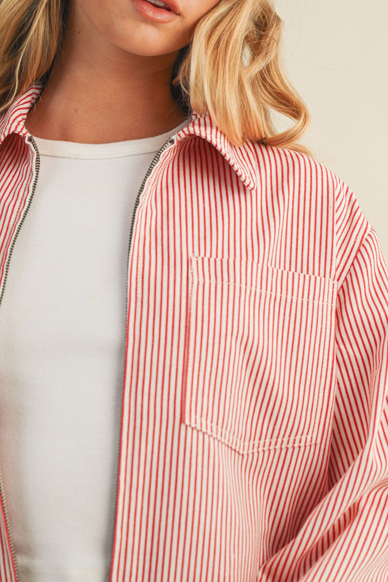 Lizzie Cotton Pin Stripe Jacket