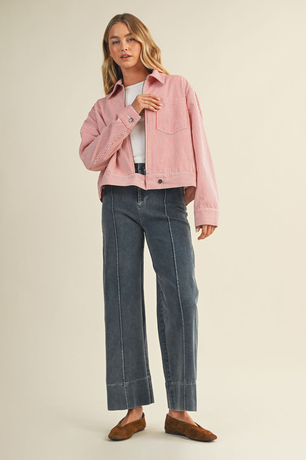 Lizzie Cotton Pin Stripe Jacket