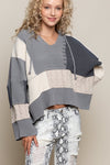 Jazzy Color Block Sweater - Grey