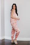 Whitley Satin Pocketed Jogger Pants - Pink