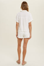 Off Shore Dreams Button Down Linen Top