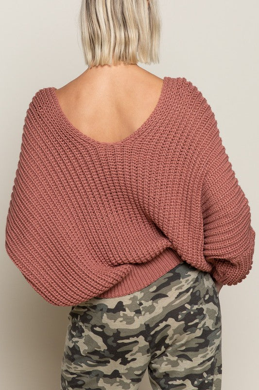 Your Own World Knit V-Neck Sweater - Cedar