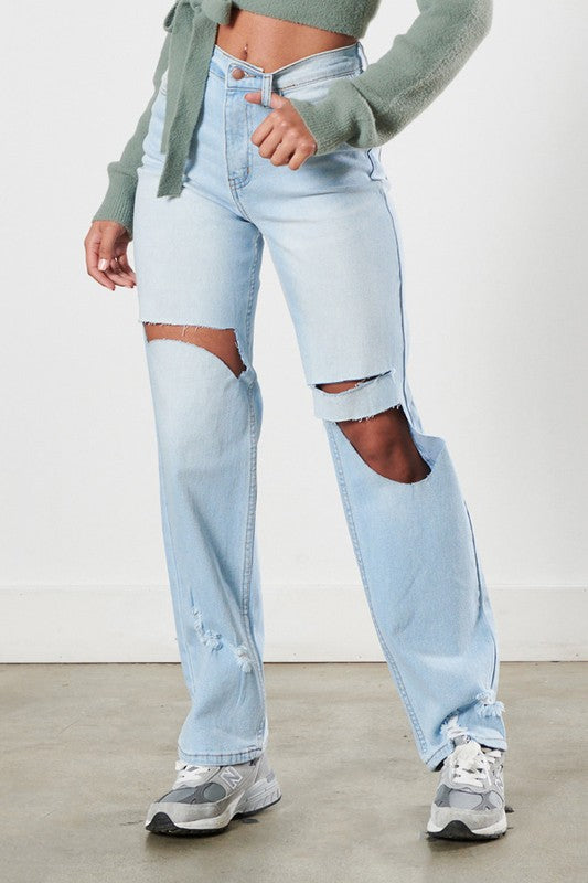 Kenny High Rise Distressed Denim