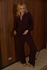 Hamptons Collared Button Down Sweater - Mulberry