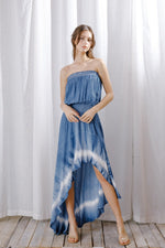 Ocean Breeze Strapless Tie Dye High Low Maxi Dress