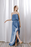 Ocean Breeze Strapless Tie Dye High Low Maxi Dress