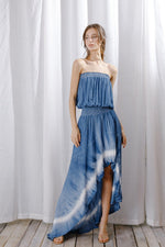 Ocean Breeze Strapless Tie Dye High Low Maxi Dress