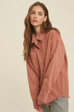 Avette Cotton Pocketed Button Down Shacket