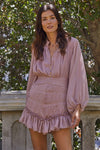 Shine On Pleated Ruffle Mini Dress - Blush