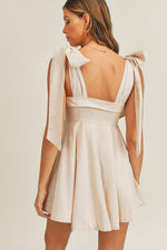 Ontario Cotton Linen Tie Strap Babydoll Dress- Taupe