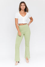 Wait Up Knit Gingham Slit Front Pants