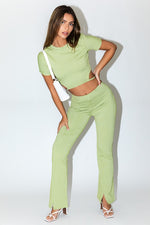 Wait Up Knit Gingham Slit Front Pants