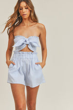 Taylor Linen Tie Front Bandeau Top