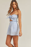Taylor Linen Tie Front Bandeau Top