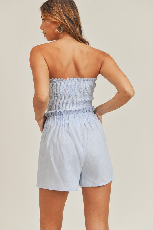 Taylor Linen Tie Front Bandeau Top
