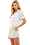 From A Dream Sequin Puff Sleeve Top