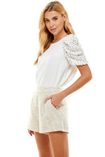 From A Dream Sequin Puff Sleeve Top