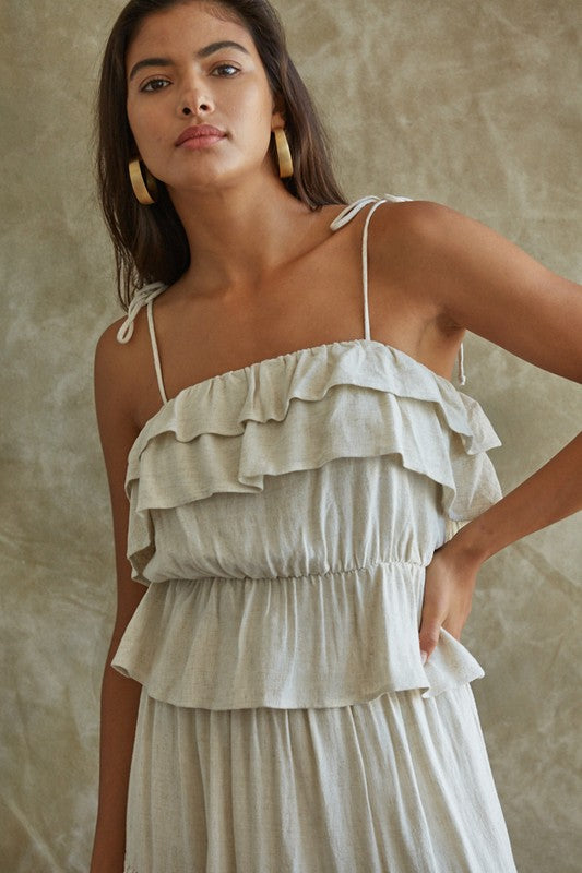 Maven Linen Ruffle Cami Tank Top