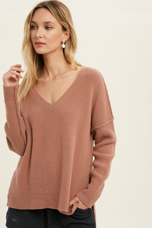 Marlena Fuzzy Knit Sweater - Ginger