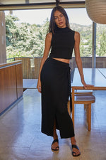 Let's Get Away Mock Neck Knit Top - Black