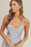 Tatiana Satin Cowl Neck Cutout Dress