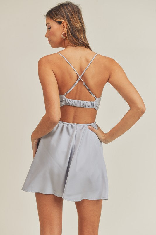 Tatiana Satin Cowl Neck Cutout Dress
