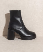 Alexandra Heeled Faux Leather Bootie- Black