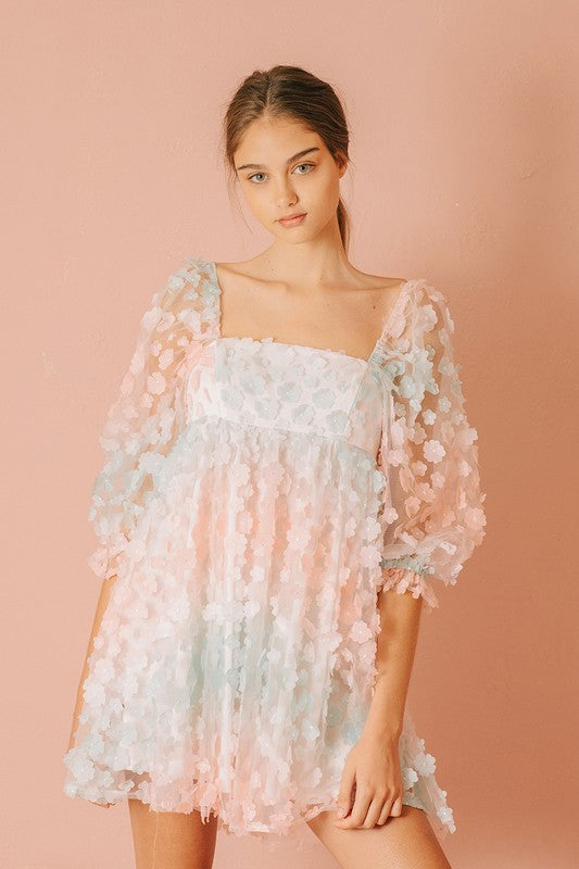 She's Like Spring Tulle Babydoll Dress - Pastel