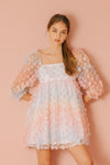 She's Like Spring Tulle Babydoll Dress - Rainbow