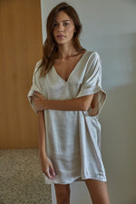 Sophia Satin Tunic Dress - Pearl
