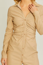 Reha Ruched Button Down Shirt Dress