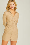 Reha Ruched Button Down Shirt Dress