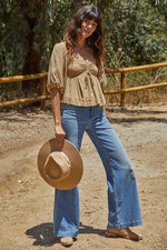 Rhea Linen Babydoll Top