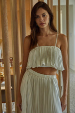 Let's Dance Pleated Crop Top- Opal