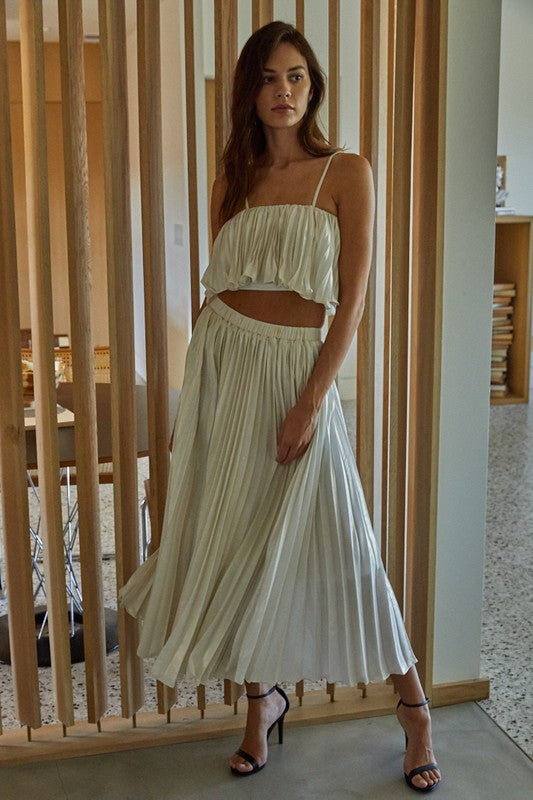 Let's Dance Pleated Crop Top- Opal