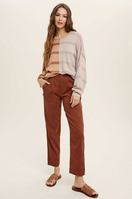 Janel Striped Color Block Sweater