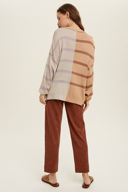 Janel Striped Color Block Sweater