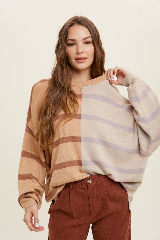 Janel Striped Color Block Sweater