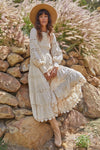 Dahlia Smocked Lace Maxi Dress - Cream