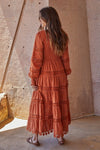 Dahlia Smocked Lace Maxi Dress - Rust