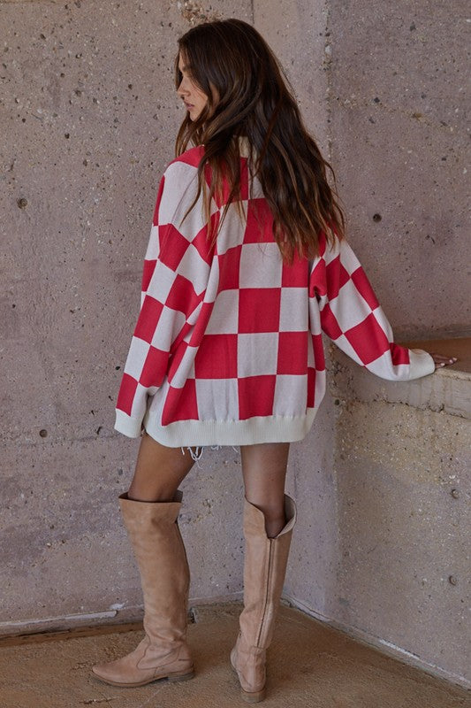 Check Me Out Cardigan - Raspberry