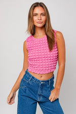 Candice Textured Tank Top- Pink