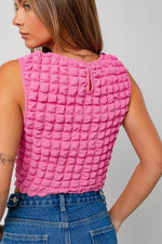 Candice Textured Tank Top- Pink