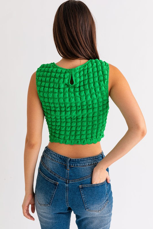 Candice Textured Tank Top- Green