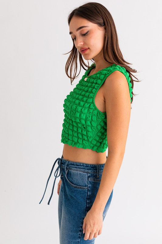 Candice Textured Tank Top- Green