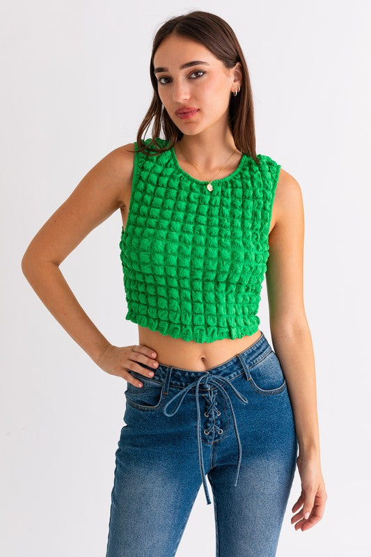 Candice Textured Tank Top- Green