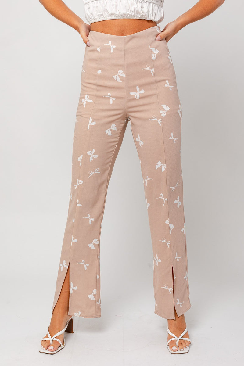 Leona Front Slit High Rise Pants